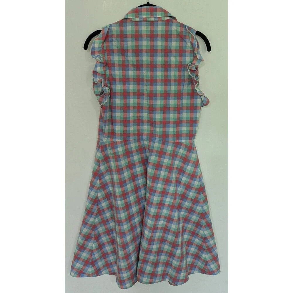 Kate Spade New York Blue & Pink Madras Poplin Shirt Dress, Size 6 100% Cotton